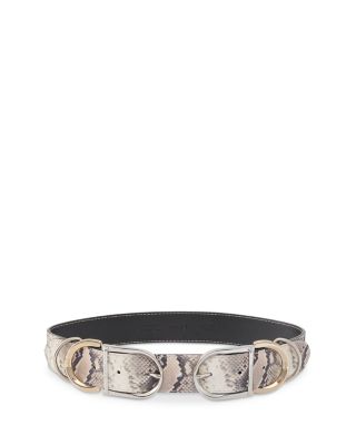 Women's Hippolita Bustino Embossed Leather Double Buckle Belt