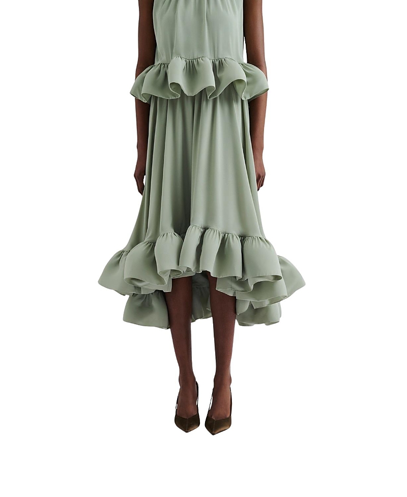 Malina Adriana Frilled Hem Midi Skirt