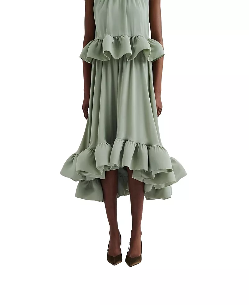 Malina Adriana Frilled Hem Midi Skirt