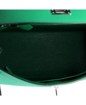 Kelly 25 Handbag Green Epsom with Palladium Hardware