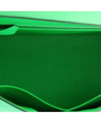 Kelly 28 Handbag Green Epsom with Palladium Hardware