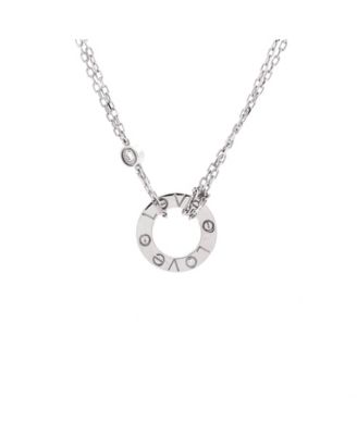  2 Diamonds Love Pendant Necklace 18K White Gold with Diamonds, 15.75"