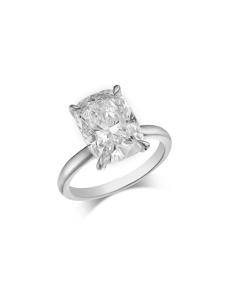 Bloomingdale's Certified Lab Grown diamond elongated cushion engagement ring from the Luxe Collection in 18K Gold, 5.0 ct. t. w.
