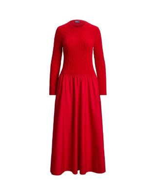 Lunar New Year Cable Knit Mixed Media Dress