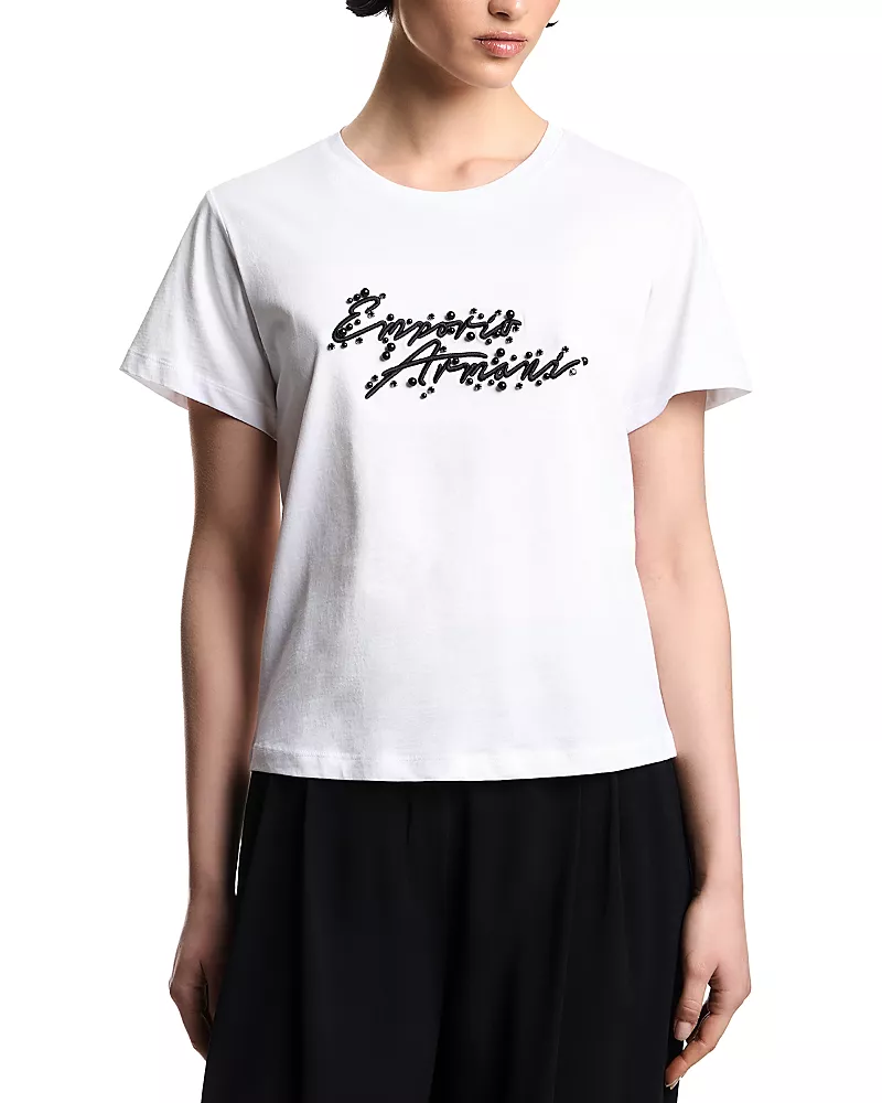 Emporio Armani Embellished Logo Tee