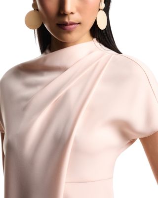 Pleated Shoulder Draped Dress