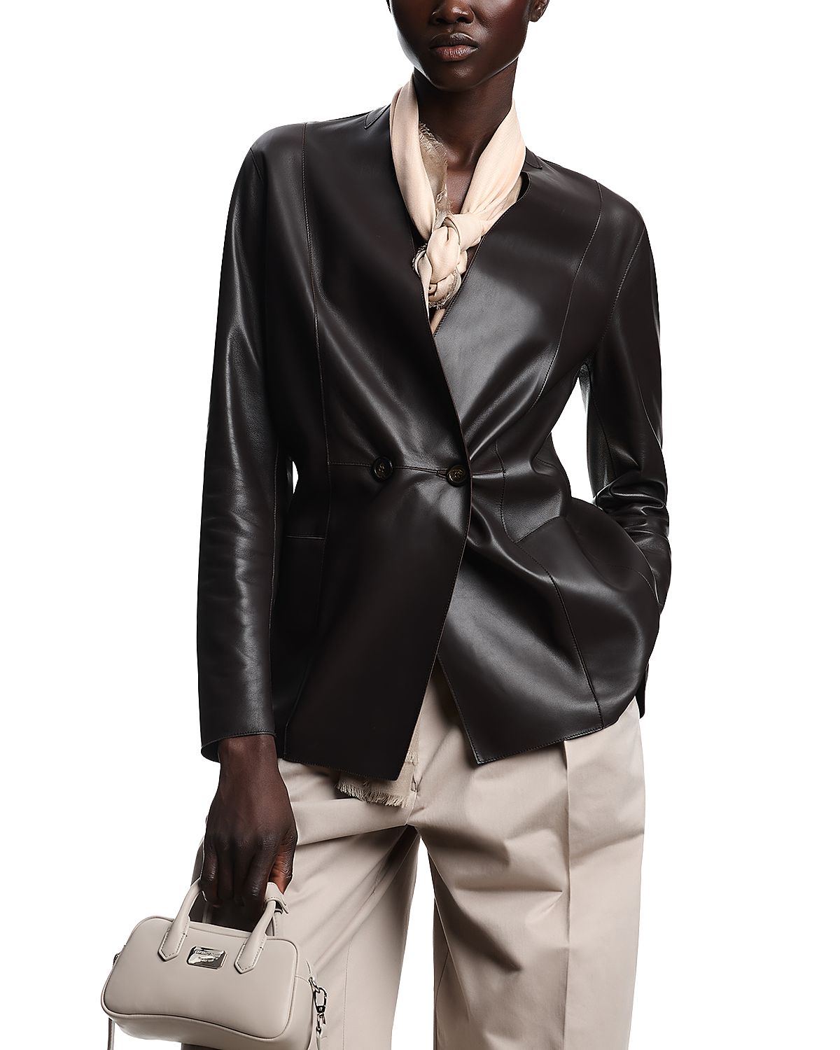 Emporio Armani Leather Double Breasted Jacket