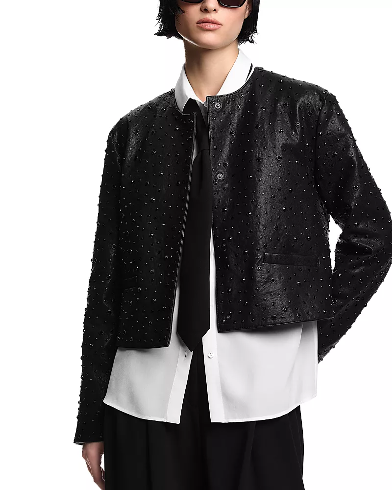Emporio Armani Embellished Leather Jacket