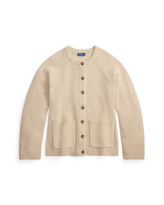 Cashmere Crewneck Cardigan Sweater