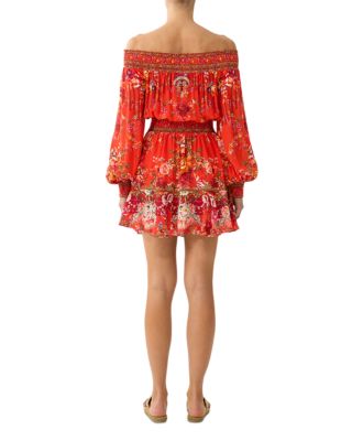 Ol&eacute; Ol&eacute; Silk Off Shoulder Short Dress