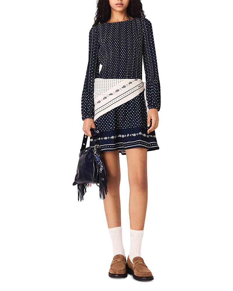 Maje Patterned Pleated Dress