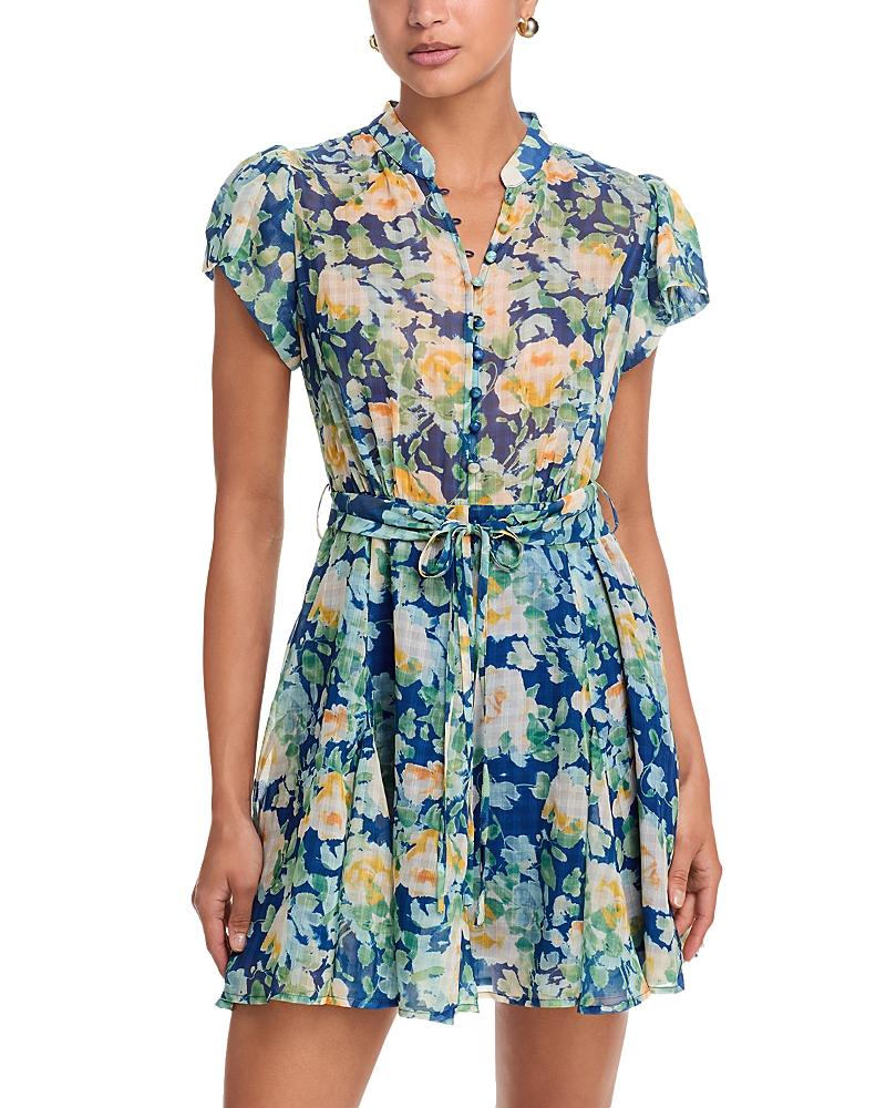 Aqua Floral Button Front Flutter Mini Dress - Exclusive