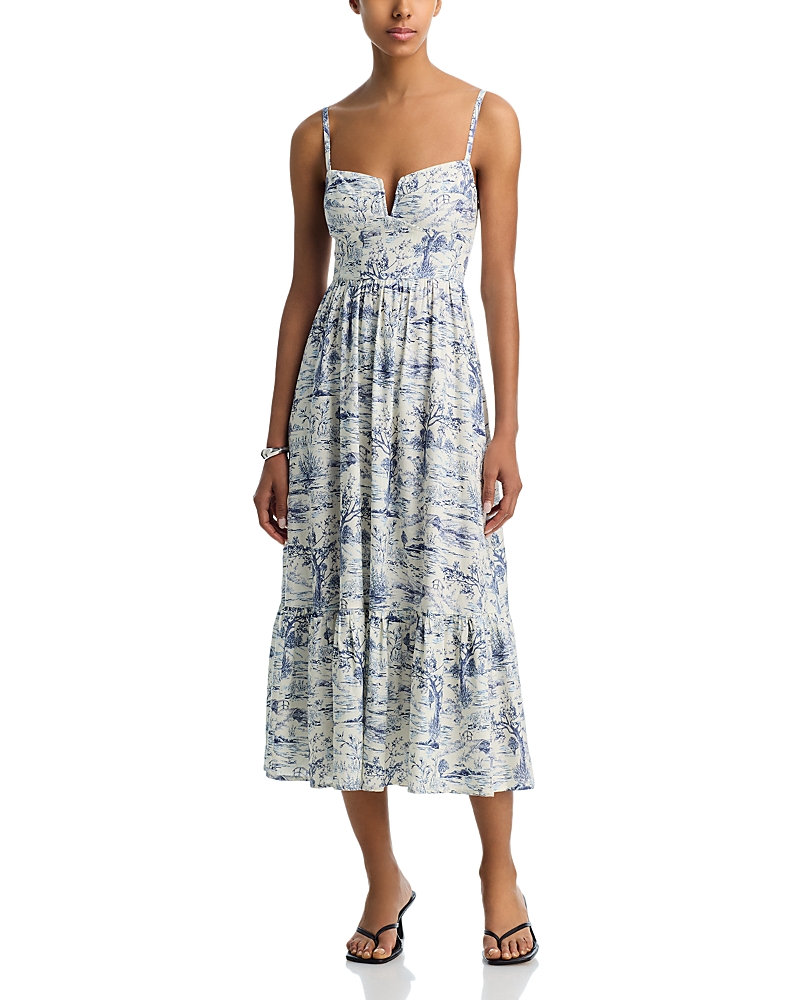 Aqua Toile Midi Dress - Exclusive