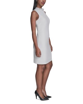 Embellished Neck Scuba Crepe Dress