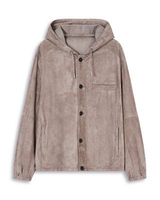 Leather Hooded Blouson Jacket