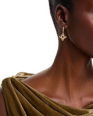 18K Yellow Gold Venetian Princess Diamond Flower Drop Earrings