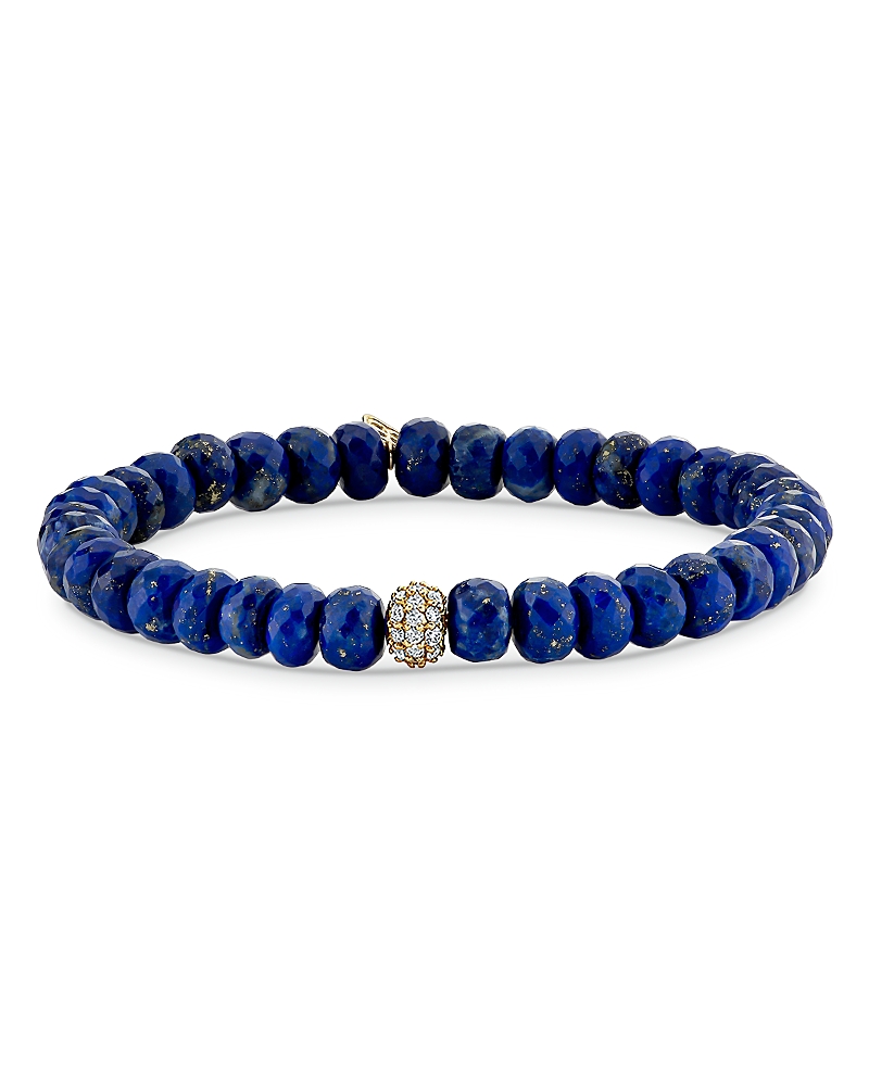 Sydney Evan 14K Yellow Gold Core Lapis Lazuli & Diamond Beaded Bracelet