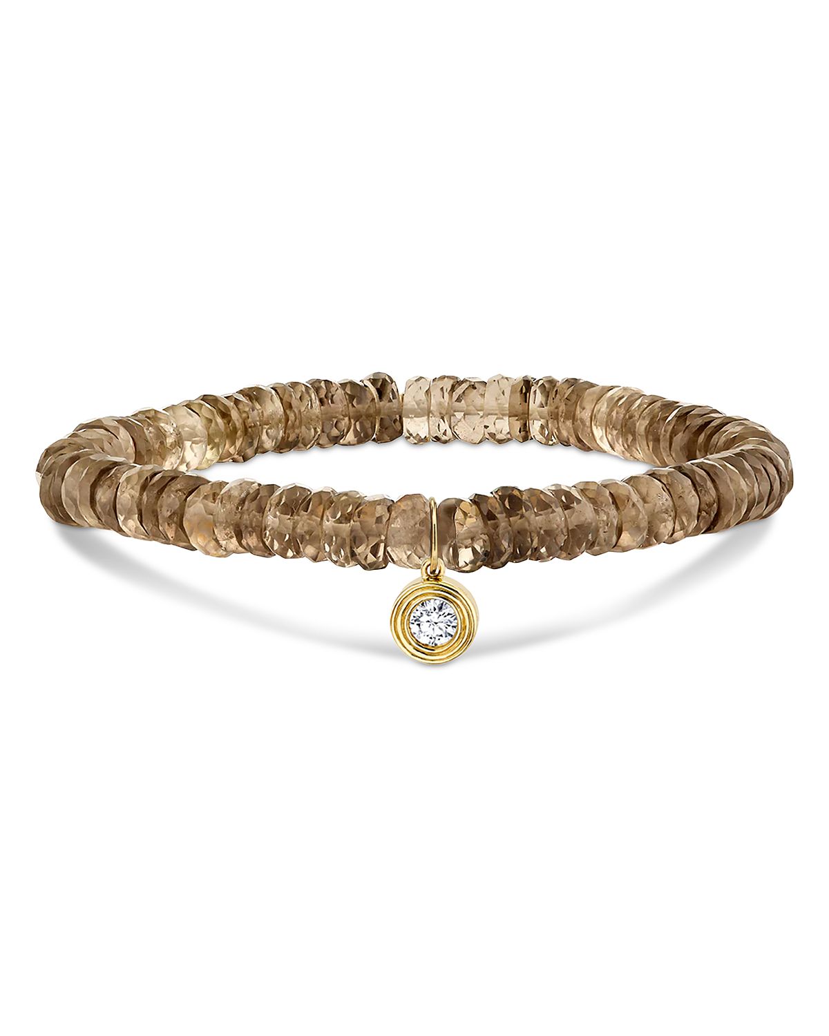 Sydney Evan 14K Yellow Gold Core Diamond & Smokey Topaz Rondelle Bracelet