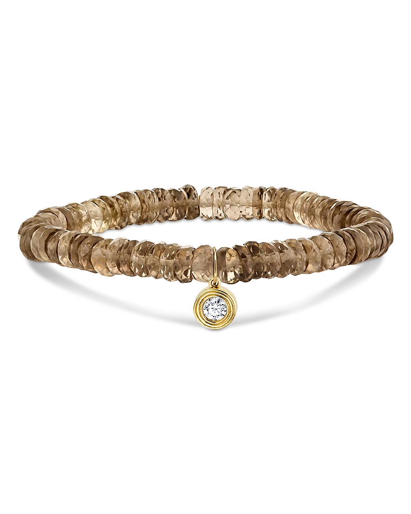 Sydney Evan 14K Yellow Gold Core Diamond & Smokey Topaz Rondelle Bracelet