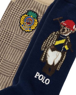 Polo Society Bear Crew Socks, Pack of 2