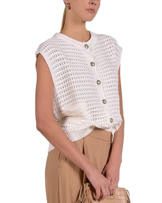 Sleeveless Open Knit Cardigan