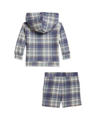 Boys' Plaid Terry Full Zip Hoodie & Shorts - Baby