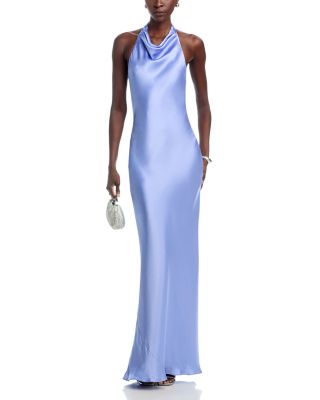 Charmeuse Halter Neck Long Dress - Exclusive