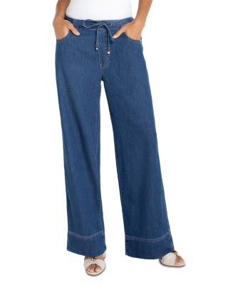 Mid Rise Tie Waist Wide Leg Jeans in Wilder