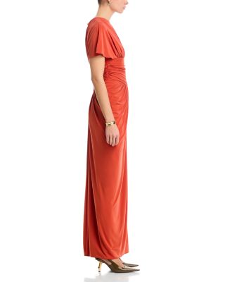 Matte Jersey Asymmetric Gathered Gown