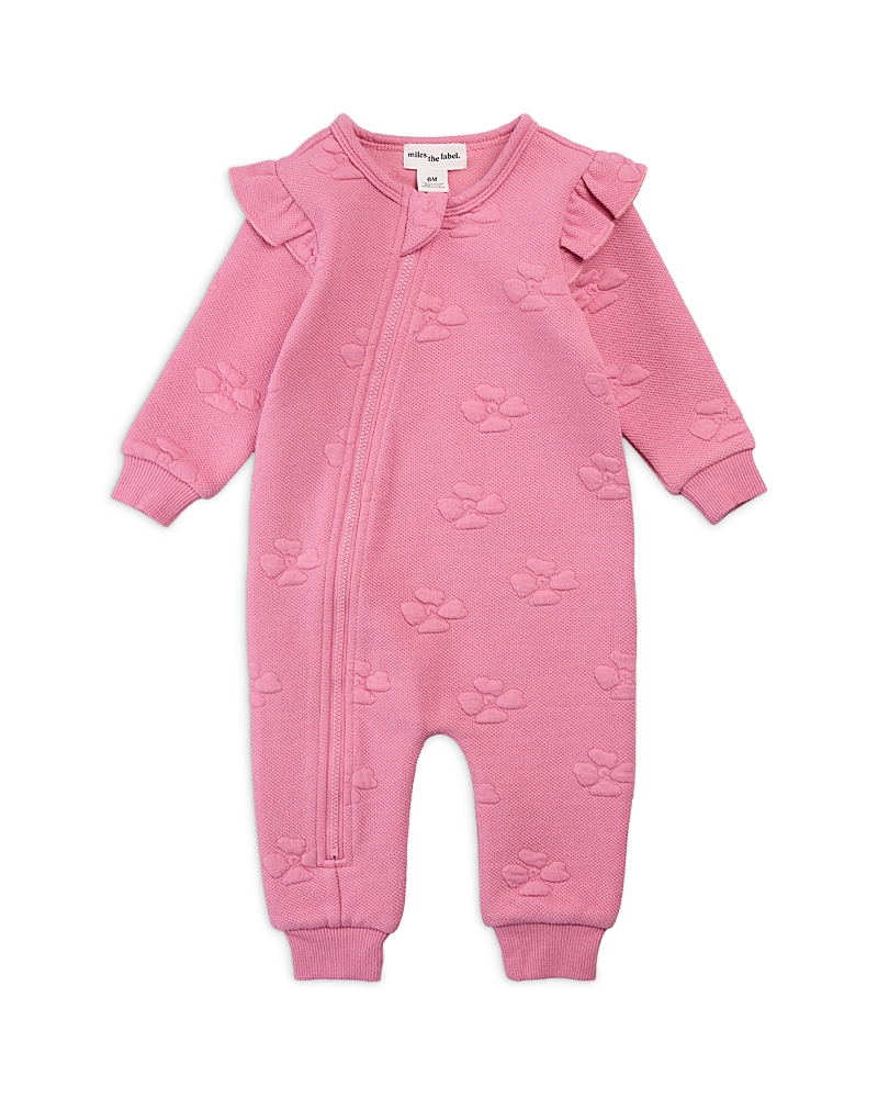 Miles The Label Girls' Floral French Terry Jumpsuit - Baby