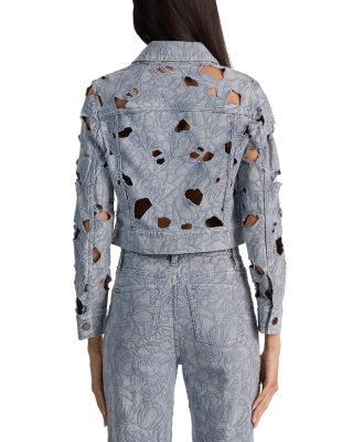 Chloe Embroidered Denim Cropped Jacket
