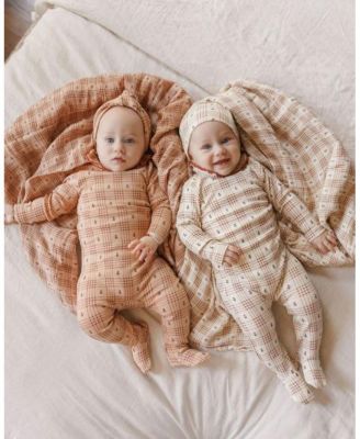Unisex Cotton Floral Plaid Collection Footie - Baby