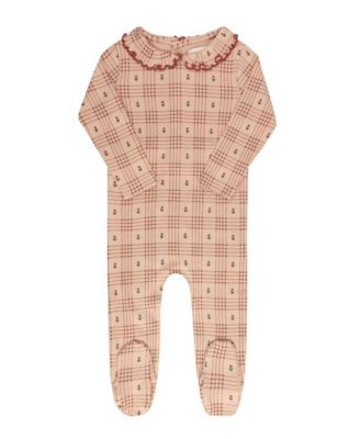  Unisex Cotton Floral Plaid Collection Footie + Beanie - Baby