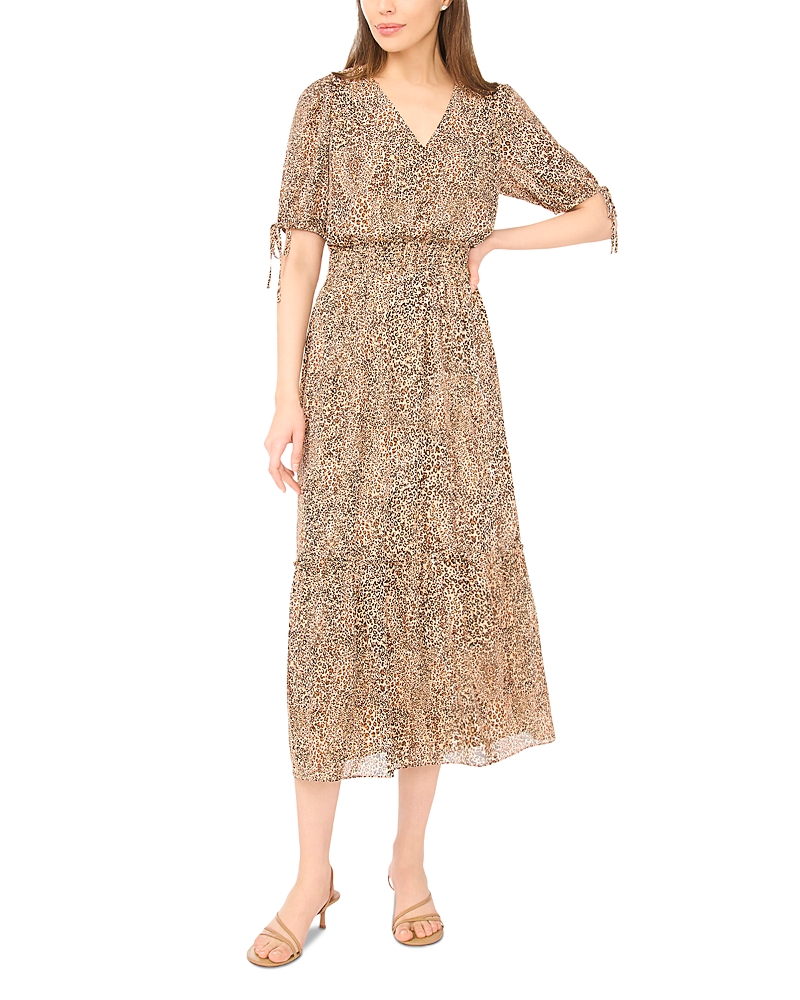 CeCe Tie Sleeve Smocked Midi Dress