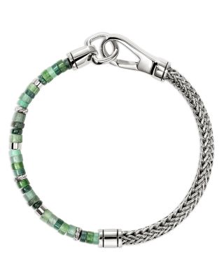 Sterling Silver Heishi Multi Green Stone Bracelet