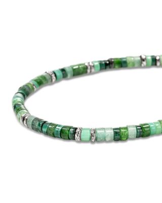 Sterling Silver Heishi Multi Green Stone Bead Bracelet