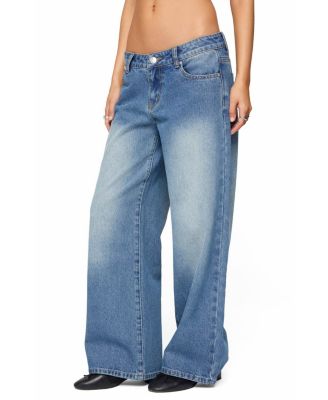  Petite Magda Acid Wash Low Rise Baggy Jeans