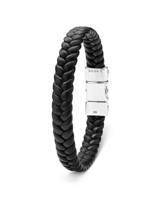 Men's Sterling Silver Anthem Braided Faux Leather Bracelet
