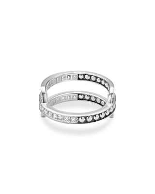 Sterling Silver Diamond Caviar Linear Ring