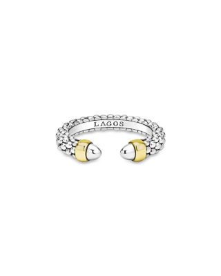 14K Yellow Gold Sterling Silver Signature Caviar Mini Versa Stacking Ring