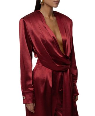  Statement Draped Satin Top