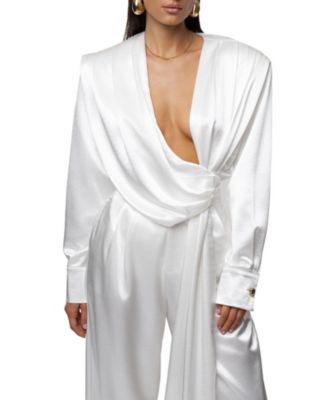  Statement Draped Satin Top