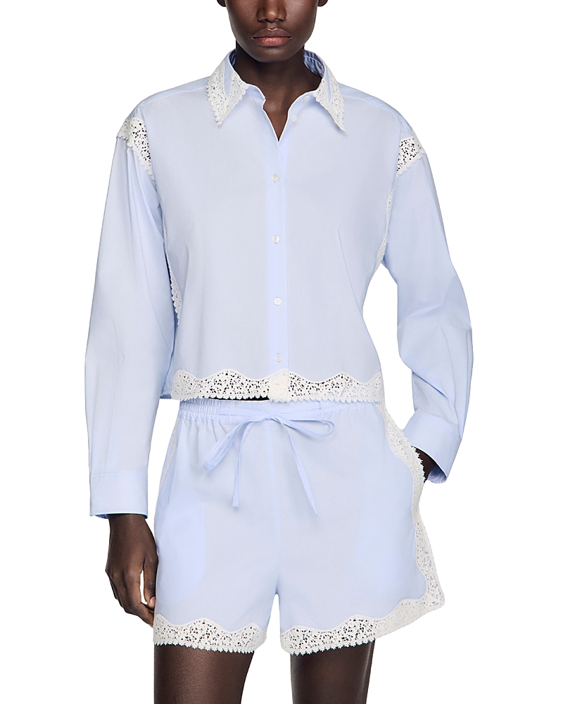 Sandro Gaia Lace Trim Shirt