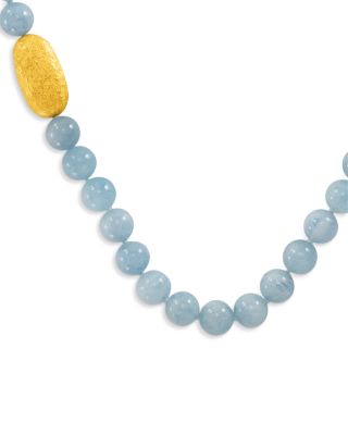 18K Yellow Gold Earth Aquamarine Collar Necklace, 18"