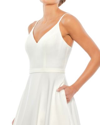  Petite V-Neck Ball Gown with Belted A-Line Skirt