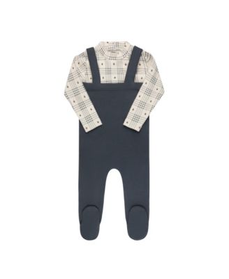 Ely's & Co. Unisex Cotton Floral Plaid Collection Bodysuit + Overalls - Baby, Little Kid In Multi