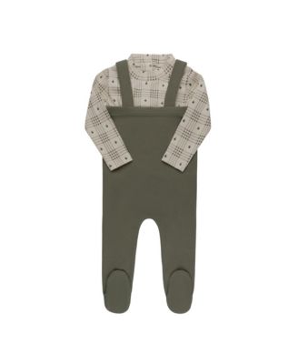 Ely's & Co. Unisex Cotton Floral Plaid Collection Bodysuit + Overalls - Baby, Little Kid In Multi