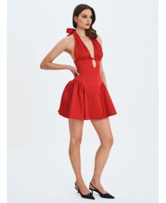  Peyton Plunging Halter Keyhole Mini Dress