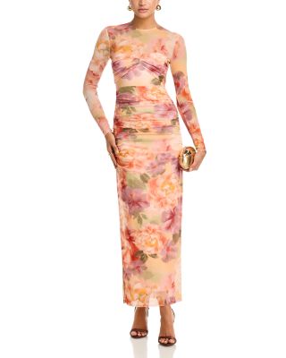 Mesh Long Sleeve Midi Dress - Exclusive 