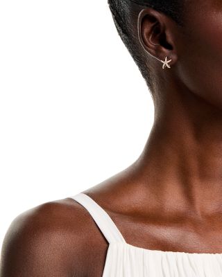 Diamond Starfish Stud Earrings in 14K Yellow Gold, 0.37 tcw